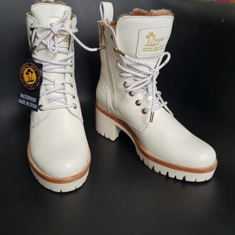 Waterproof Fur lined leather combat boots NEW - Picture 4 of 15